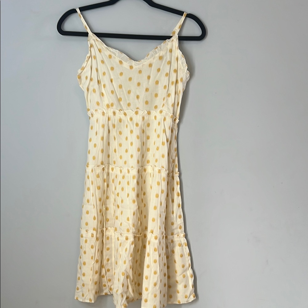 NWT‎ Sim & Sam Yellow and Cream Polka Dot Summer Mini Womens Dress
